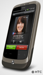Das HTC Wildfire ist mit einer Bautiefe von zw&ouml;lf Millimeter eines der flachsten Smartphones